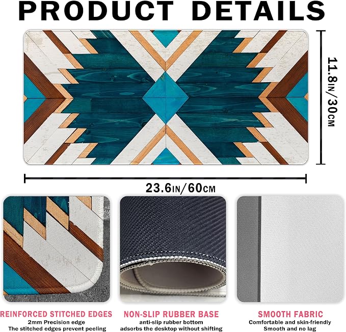 UTELKA Western Desk Mat, Western Desk Accessories for Office Dorm 23.6x11.8 | Western Mouse Pad, Cowboys Desk Accessories, Aztec Rug Desk Mat, Retro Gaming Large Mousepad,Western Office Decor