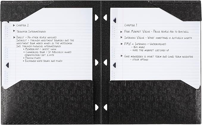 Five Star 2-Pocket Folder, Plastic Folder with Stay-Put Tabs, Fits 3-Ring Binder, Holds 8-1/2" x 11" Paper, Black (333420G-ECM)