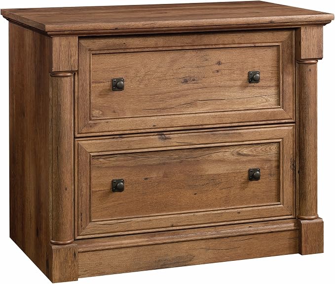 Sauder Palladia 2 Drawer File Cabinet, Lateral Filing Cabinets for Home Office, Hanging File Folders Organizer, Interlocking Drawers, in Vintage Oak Finish