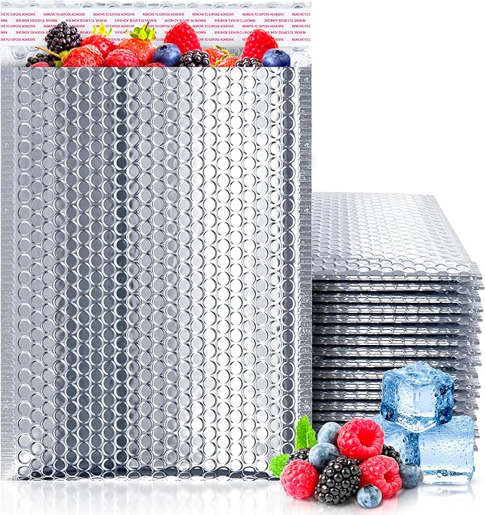 ABC PACK & SUPPLY Thermal Bubble Mailer, 6.5 x 10.5 Inch Metallic Foil Insulated Envelopes, 100 Pack Self Seal Waterproof Shipping Mailers