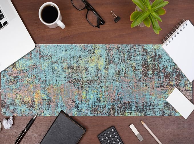 Vintage Blue Green Mouse Pad Gradient Desk Mat Retro Blue Green Rectangle Large Long Computer Mousepad, XL Mousepads Teal Desk Accessorie Office Supplies for Women Men 31.5x11.8