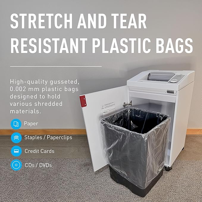 IDEAL AC0920H Shredder Bags – 20” x 47” Case of 80, Gusseted, 40-Gallon Capacity, Heavy-Duty Bags for IDEAL Shredder Models 2503, 2604, and 3104.