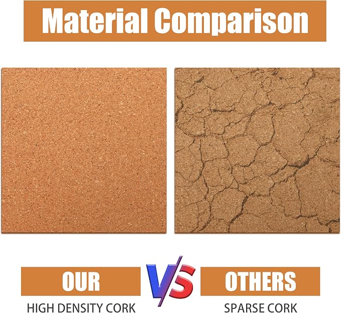 SUNGIFT Cork Board 12"x12" -12 Pack Square Decorative Cork Tiles 1/4" Thick | Bulletin Boards with 100 PCS Push Pins, Double-sided Adhesive Corkboards Tiles For Wall Office