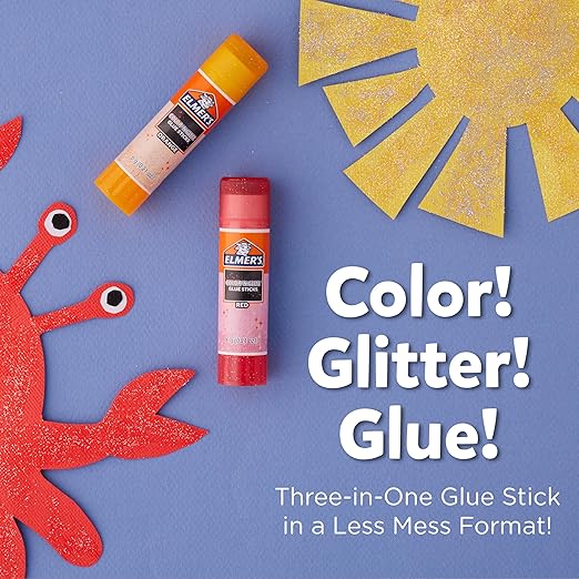 Elmer’s Color 'n Glitz Glue Sticks, Washable, Assorted Colors, 24 Count (6 Packs of 4) - Creative Fun, Arts & Crafts, #1 Teacher Brand