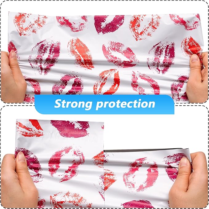 Poly Mailer 12x15.5 Inch 50 Pcs, Waterproof and Tear-Resistant Shipping Bags for Clothing, Strong Mailing Bags with Self-Seal, Cute Packaging Bags for Small Business - Lipstick