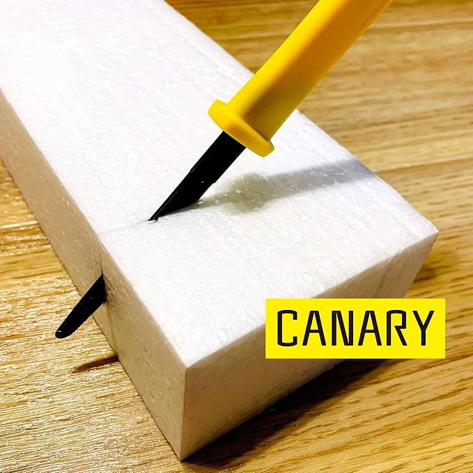 CANARY Cardboard Cutter with Non-Stick Coated Blade - 7.5" Box Cutter Utility Knife for Breaking Down Boxes & Opening Packages - Made in Japan, Yellow