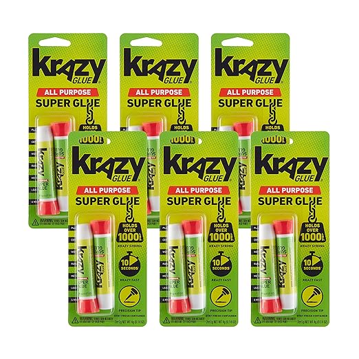 Krazy Glue KG58548R All-Purpose 0.07 Oz Super Glue Tube 2 Pack; Great for Everyday Household Repairs; Forms an Extra-Strong Bond on Wood, Rubber, Glass, Metal, Plastic and Ceramic 12 Pack