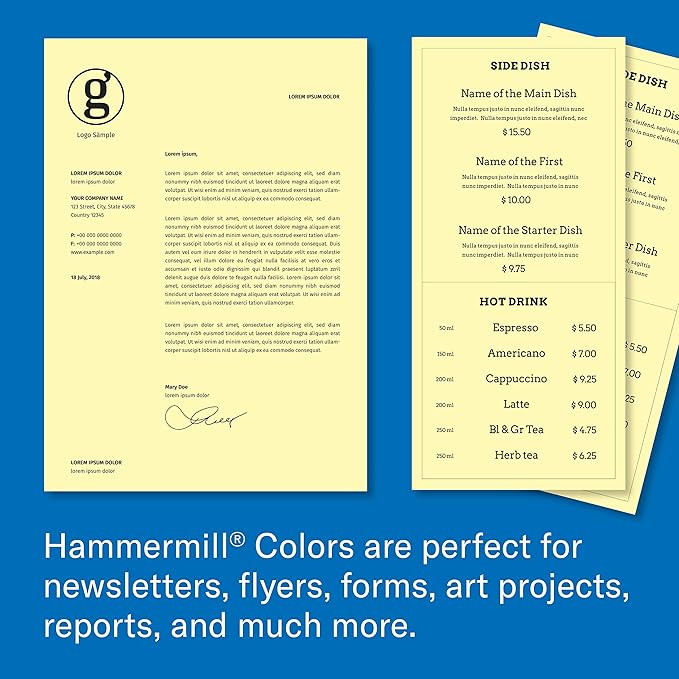 Hammermill Colored Paper, 20 lb Canary Printer Paper, 11 x 17-1 Ream (500 Sheets) - Made in the USA, Pastel Paper, 102152R