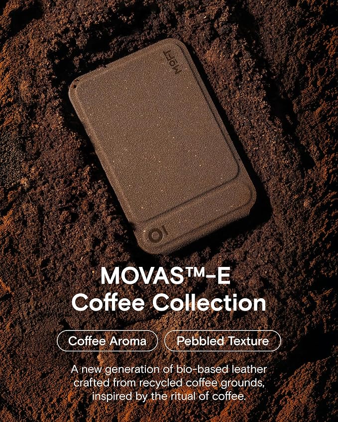 MOFT Phone Stand, Magnetic Phone Tripod Stand MOVAS-E-Coffee Leather & Angle Adjustment & Strong Magnets Tripod for iPhone 17/16/15/14/13/12 (Included Metal Ring)-Coffee