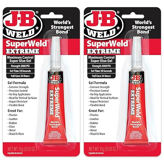 J-B Weld Superglue Gel 15g 2 Pack - SuperWeld Extreme Gel