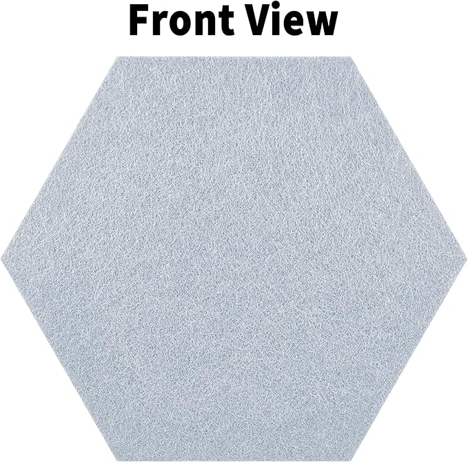 Hexagon Felt Bulletin Cork Board Tiles Peel and Stick, 10 Pack | 1300g/m² Dense Polyester Fiber, Self-adhesive, Frameless, Modern, Modular Wall Decor, 12 x 10 inch, 30 Push Pins