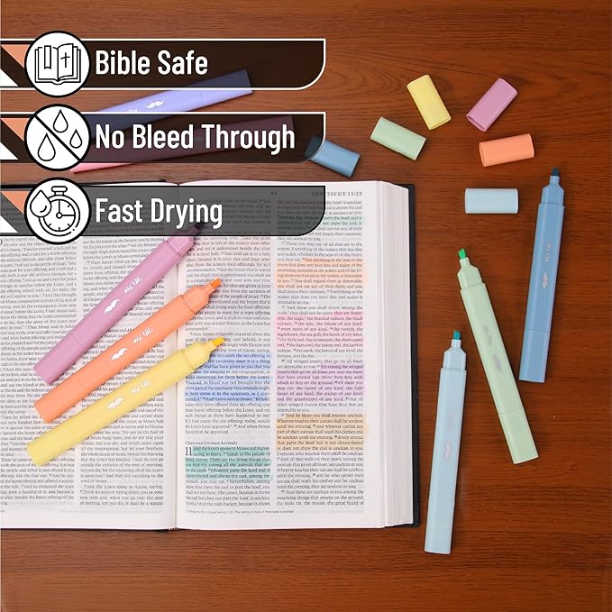 Mr. Pen- Aesthetic Bible Highlighters No Bleed Through Assorted Color, 8pcs, Dreamfield, Cute Highlighter Dual Tip for Journaling Supplies and School Accessories, Bible Highlighters and Pens No Bleed