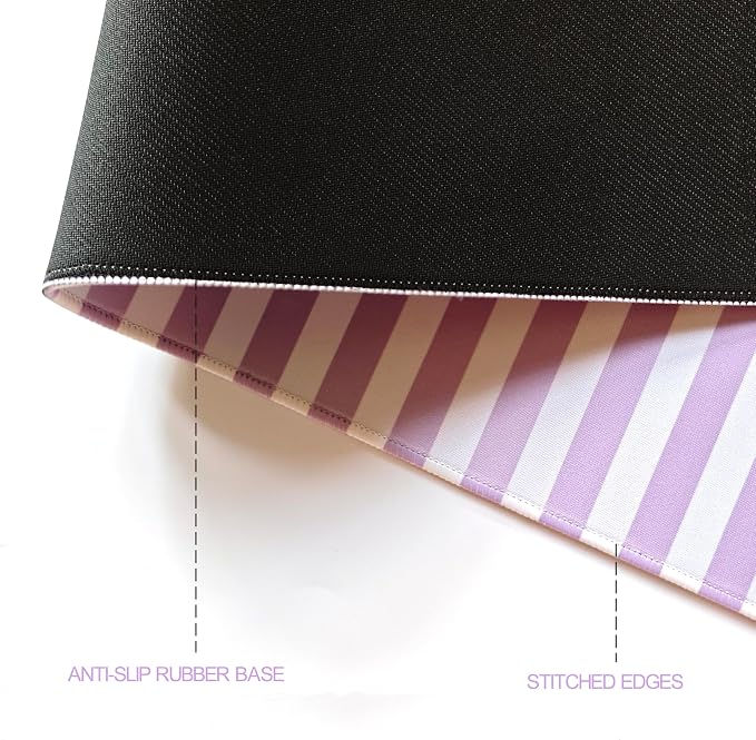 Purple Striped Desk Mat Cute Pastel XXL Large Gaming Mouse Pad Desk Pad Kawaii Cozy Aesthetic Keyboard Laptop Computer Mat Home Office Decor for Women