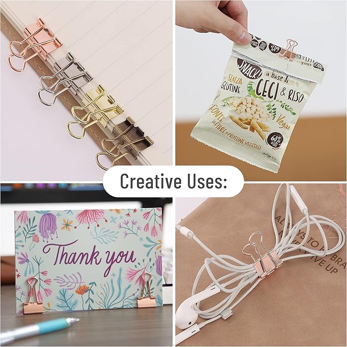 Mr. Pen- Metal Binder Clips, 12 pcs, 2 Inches, Extra Large Size, Rose Gold Binder Paper Clips, Paper Clamps for Office Supplies, Home, School, Business, Document Organizing