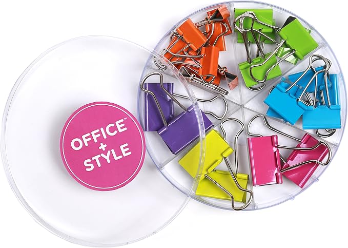 Colored Binder Clips, Assorted Size, 26 Pieces, Small