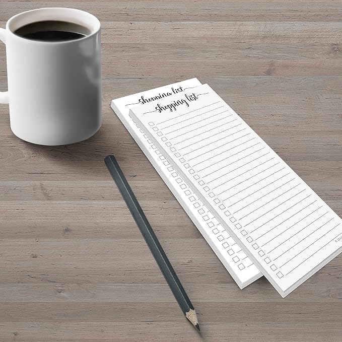 321Done Magnetic Shopping List Notepad 2-Pack - 3.7 x 8.5 (1/3 Sheet Slim Size) Made in USA - College Ruled - Minimalist Handheld Grocery List, Store, Market - Pad for Planning, Organizing, Meal Prep | Made in USA - Slim Shopping List Pads for the Frid...