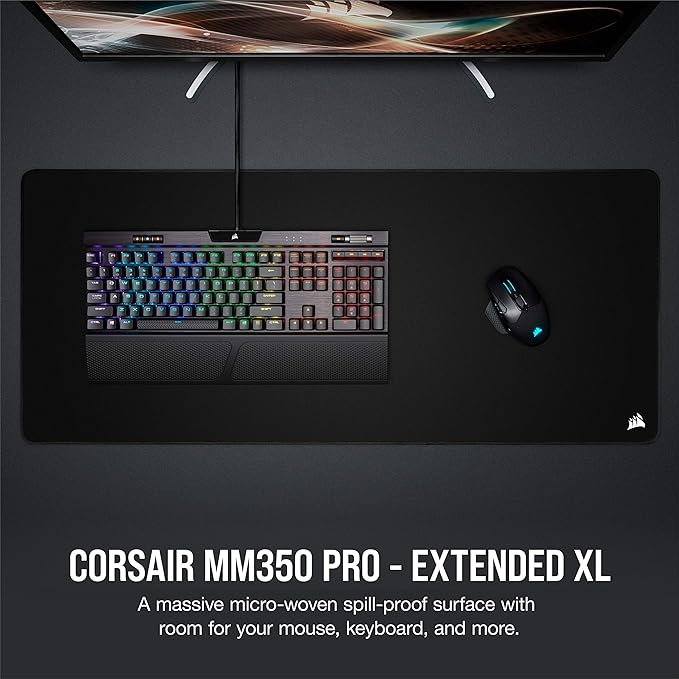 Corsair MM350 PRO Extended XL Premium Spill-Proof Cloth Gaming Mouse Pad – 36.6” Width x 15.7” Height Surface – Black,(Pack of 10)