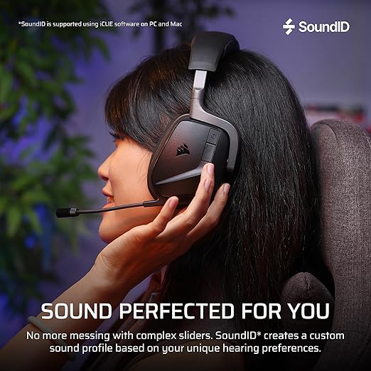 Corsair Void v2 MAX Wireless Gaming Headset for PC, PS5, PS4, Switch, Mobile - Simultaneous 2.4GHz+Bluetooth, Dolby Atmos, Sonarworks SoundID, 70Hr Battery, Fast Charging, Clear Microphone - Carbon