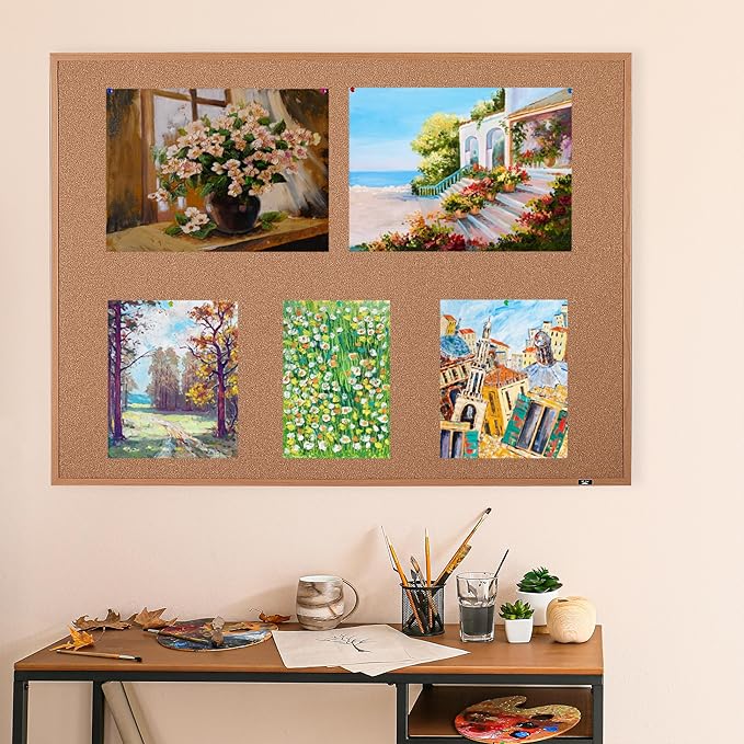 Mr. Pen- Cork Notice Board, 48 X 36 Inches, Cork Bulletin Board for Walls, Pin Boards, Framed Corkboard, Decorative Hanging Pin Boards, Perfect for Office & Home Decor