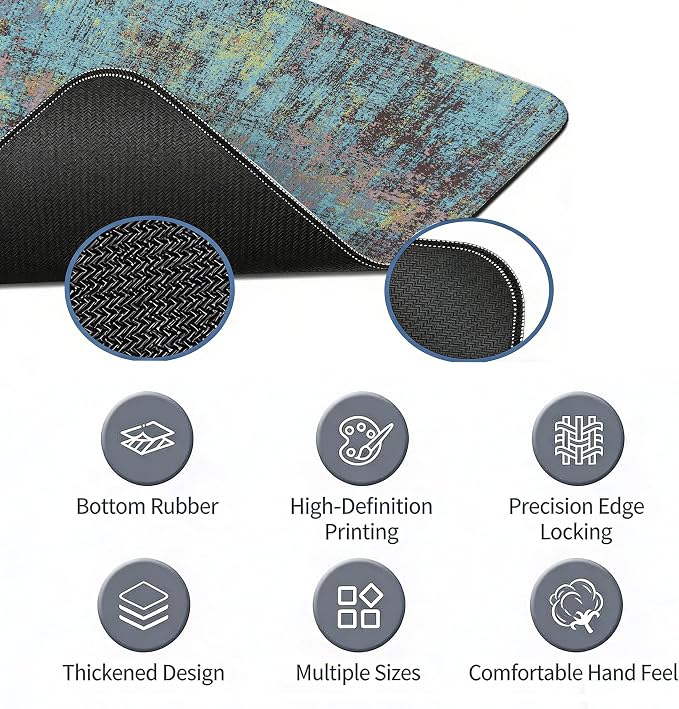 Vintage Blue Green Mouse Pad Gradient Desk Mat Retro Blue Green Rectangle Large Long Computer Mousepad, XL Mousepads Teal Desk Accessorie Office Supplies for Women Men 31.5x11.8