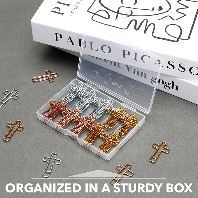 Mr. Pen- Cross Paper Clips Bulk, Gold, Rose Gold & Silver Mix, 50 Pack | Bulk Bible Paper Clips, Bible Study Supplies for Christian Office, Journaling Papers Clip, Christian Journaling Supplies