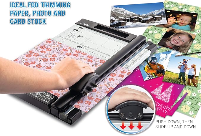 Carl 12 inch DC-200N Premium Rotary Paper Trimmer, Metal Base, 15 Sheet Cutting Capacity.