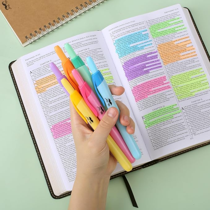 Mr. Pen- Retractable Highlighters, 6 Pack, Bright Colors | Chisel Tip Highlighter Marker Set, Click Highlighter Markers for Classroom, Journaling, Study Supplies