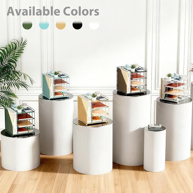 White Desk Organizer and Accessories, 4-Tier Paper Organizer for Desk, Office Accessories & Workspace Organizers and Desktop Storage for Office Supplies (White)