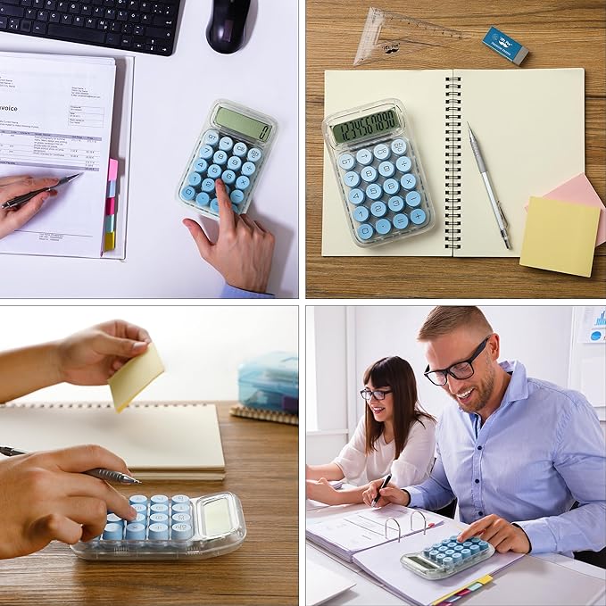 Mr. Pen- Mechanical Switch Calculator, 10 Digits, Blue Calculator, Transparent Body, Large LCD Display, Big Buttons