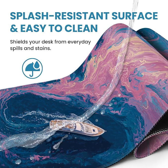 Aesthetic Desk Mat, Cute Vivid Sea Desk Pad Protector for Work & Decor, 35.4" x 15.7", Pretty Non-Slip Extended Mouse Pad for Office or Home