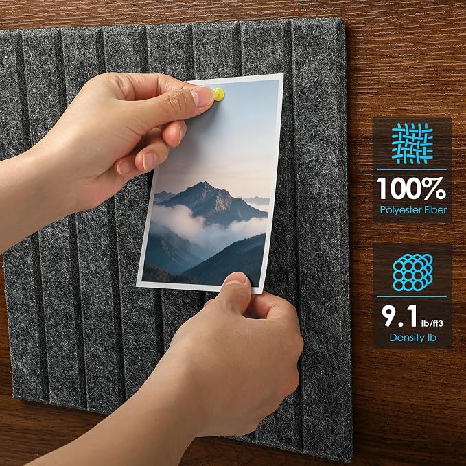 Bulletin Board 47" X 24" Cork Boards for Wall Alternative 8 Pack Grey Fine-Stripe Felt Bulletin Board 48 Safe Adhesive 35 Push Pins for Office School Home Room Decor