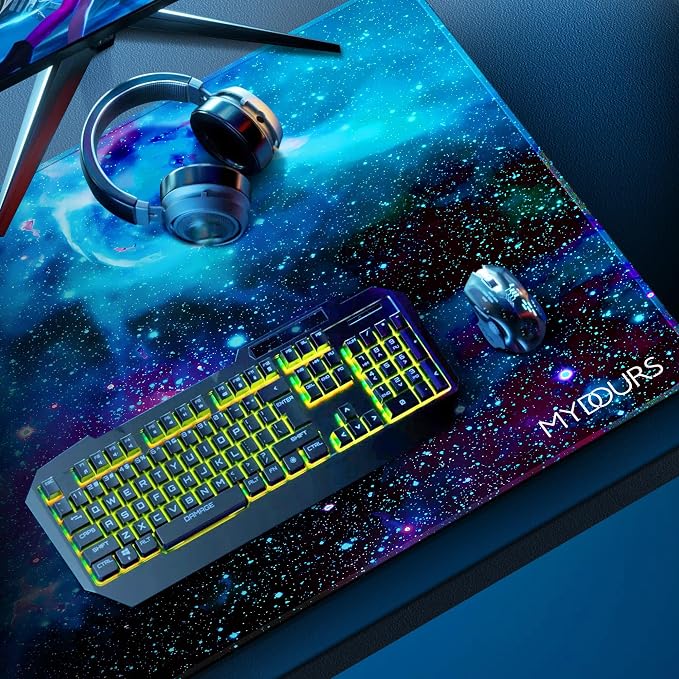 Mydours 63" x 24" Gaming Mouse Pad, XXXL Full Desk Pad (Purle Universe) | Non-Slip Rubber & Smooth Fabric, Computer Pad Protector, Extended Desk Mat for Gaming, Office, Home, Workingg
