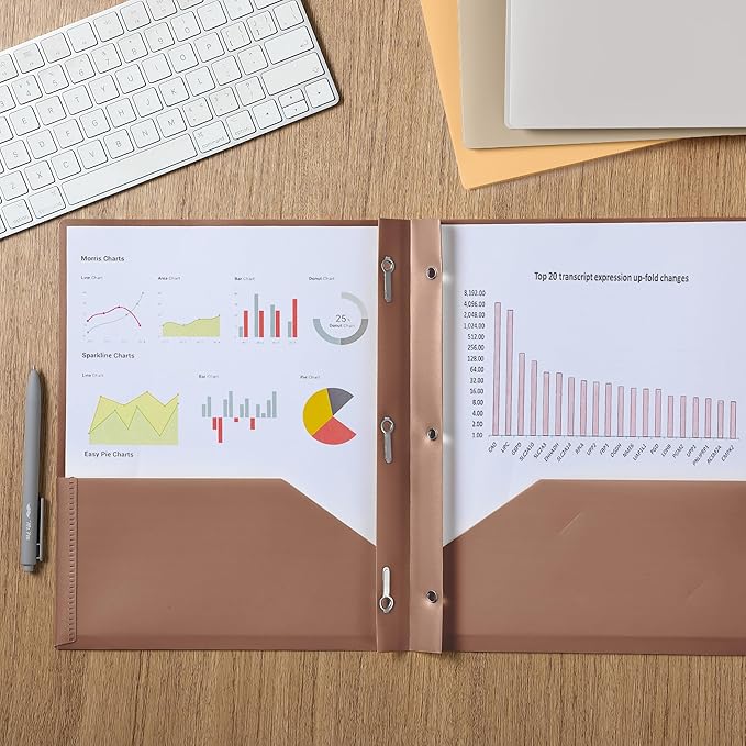 Mr. Pen- Plastic Folders with Pockets and Prongs, 5 Pack, Letter Size, Natural Color, Flexible Plastic Folders with Prongs