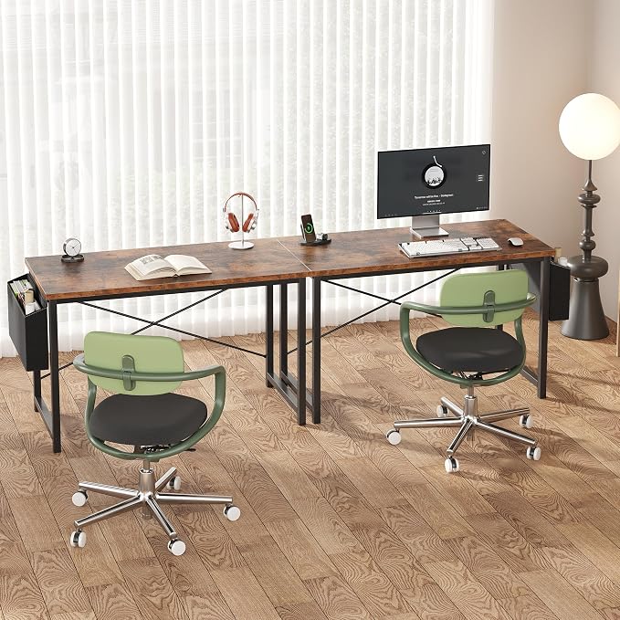 OLIXIS Computer Desk, 47 Inch Gaming Desks for Home Office Small Spaces | Writing Study Craft Work Table, Computer Workstation for Bedroom with Storage Bag, Rustic Brown
