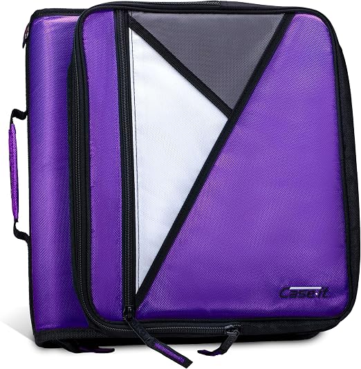 Case-it Universal Zipper Binder 2-Inch O-Rings,13In Laptop/Tablet Padded Pocket,400 Sheet Capacity,Multiple Storage Pockets & Shoulder Strap School & Office Organizer LT-007 Deep Purpal (Pack of 6)