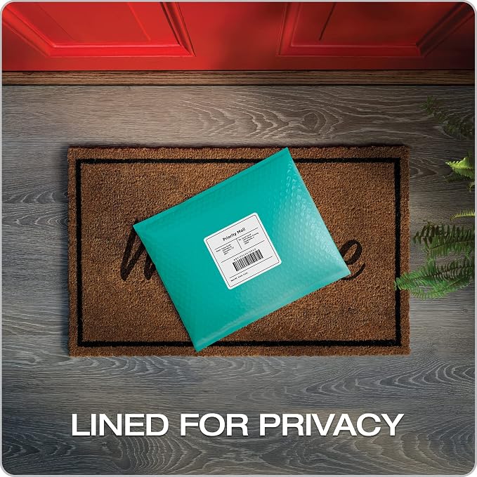 Quality Park Bubble Mailers, 8.5 x 11 Shipping Envelopes, Water Resistant Teal Poly Padded Envelopes, Redi-Strip Peel Off Closure, 25 Per Box (QUA85860)