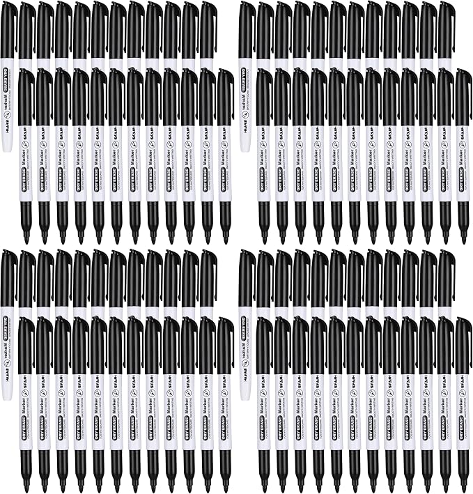SFAIH Fine Tip Dry Erase Markers - 96 Pack Black Whiteboard Erasable Markers Bulk for Kids Adults, Ideal for Classroom School Office Home Use on White Board, Non-Toxic Easy Clean