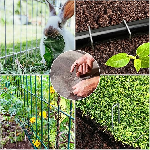 HongWay 1000 Pack Landscape Staples 6 Inch, Galvanized Garden Stakes Bulk | Heavy Duty Garden Staples 11 Gauge Ground Stakes for Landscape Fabric, Lawn, Turf, Gardening, Outdoor Decorations