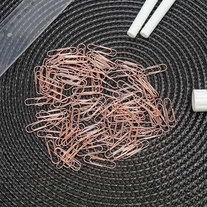 100 Pcs Rose Gold Paper Clips, 1.1 Inch (28mm) Colorful Paperclips | Colored Paper Clips, Rust Proof, for Office, School, DIY, Bookmarks and Document Organization
