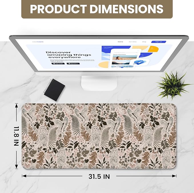 Aesthetic Desk Mat, Cute Magical Forest Desk Pad Protector for Work & Decor, 31.5" x 11.8", Pretty Non-Slip Extended Mouse Pad for Office or Home