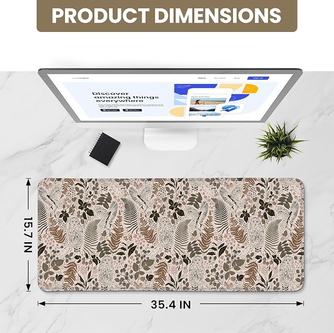 Aesthetic Desk Mat, Cute Magical Forest Desk Pad Protector for Work & Decor, 35.4" x 15.7", Pretty Non-Slip Extended Mouse Pad for Office or Home