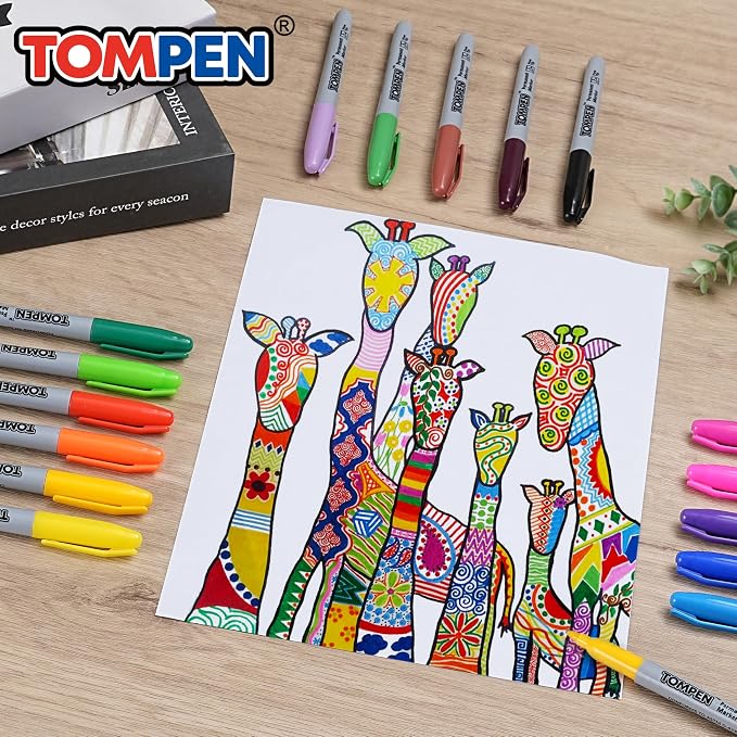 Permanent Markers,Fine Tip,160 Pack Bulk,16 Assorted Multicolor Colors,Waterproof Permanent Marker with Quick Drying on Wood,Plastic,Paper,Metal for Gift Office School Classroom