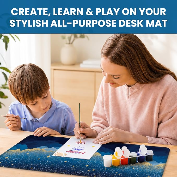 Aesthetic Desk Mat, Cute Starlit Peaks Desk Pad Protector for Work & Decor, 31.5" x 11.8", Pretty Non-Slip Extended Mouse Pad for Office or Home