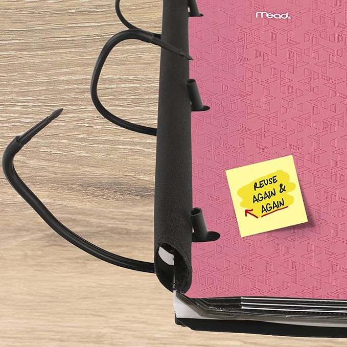 Five Star Flex Refillable Notebook + Study App 1 Inch O-Rings Binder with Pockets Tabs and Dividers, 220 Sheet Capacity, Includes 60 Sheets 8.5" x 11" College Ruled Paper, Prom Pink (293280R)