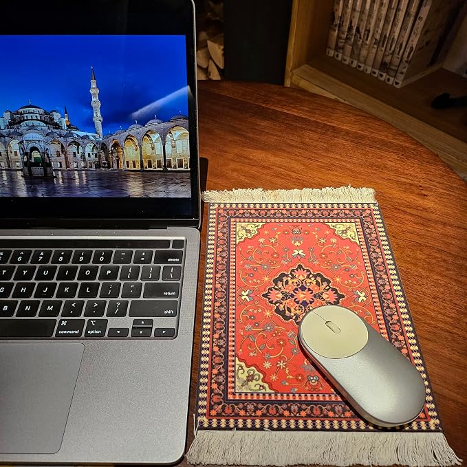 Rug Mouse Pad, 2 Pack Woven Rug Bohemian Style Carpet Mouse Pad for Table Décor