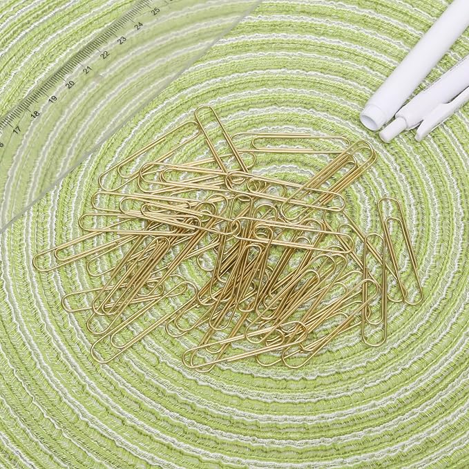 100 Pcs Gold Paper Clips, 2 Inch (50mm) Colorful Paperclips | Reusable Big Paperclips, Colored Jumbo Paper Clips, Rust Proof, for Office, School, DIY, Bookmarks and Document Organization