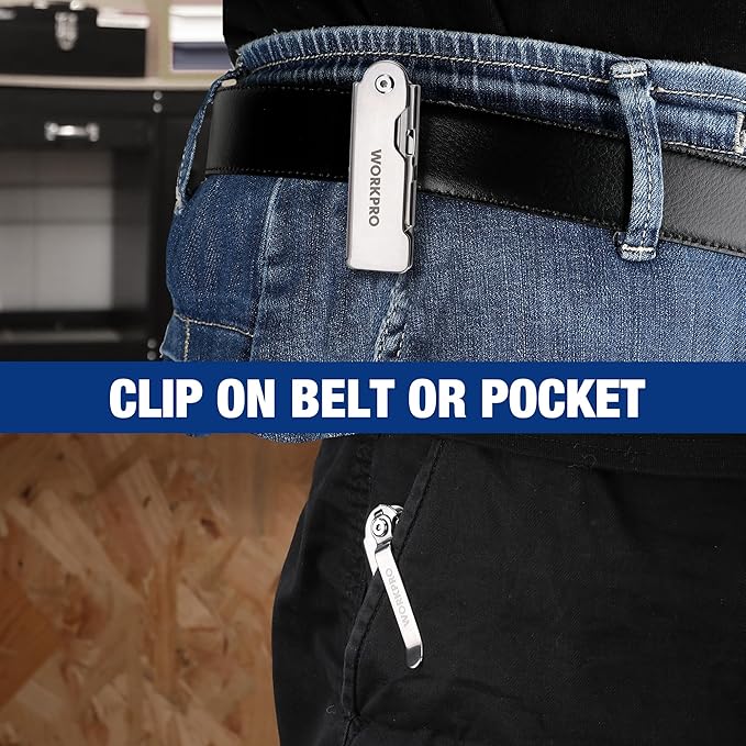 WORKPRO 3-Piece Quick Change Folding Pocket Utility Knife Set with Belt Clip