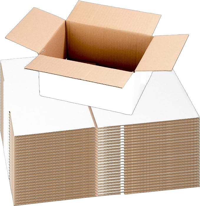 30 Pack 7x5x4'' White Cardboard Shipping Boxes, Medium Mailing Boxes For Small Business for Packing, Moving and Storage