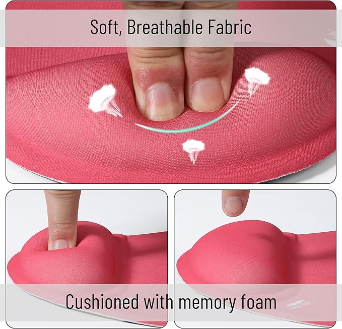 Mr. Pen- Ergonomic Mouse Pad with Wrist Rest, Red Breathable Fabric with Memory Foam Cushion, Non-Slip Rubber Base, Gel Mouse Pad with Wrist Support