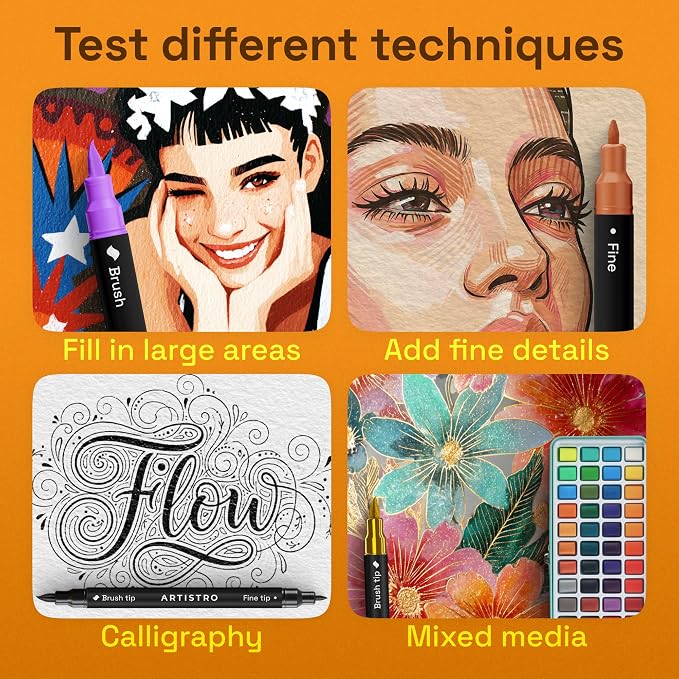 ARTISTRO 240 Dual-Tip Acrylic Paint Marker Pens for Drawing | For Fabric, Rock, Glass, Wood, & Molds, Arts & Crafts Gift for Adults, Teens, & Kids, Classroom Must Haves & School Supplies